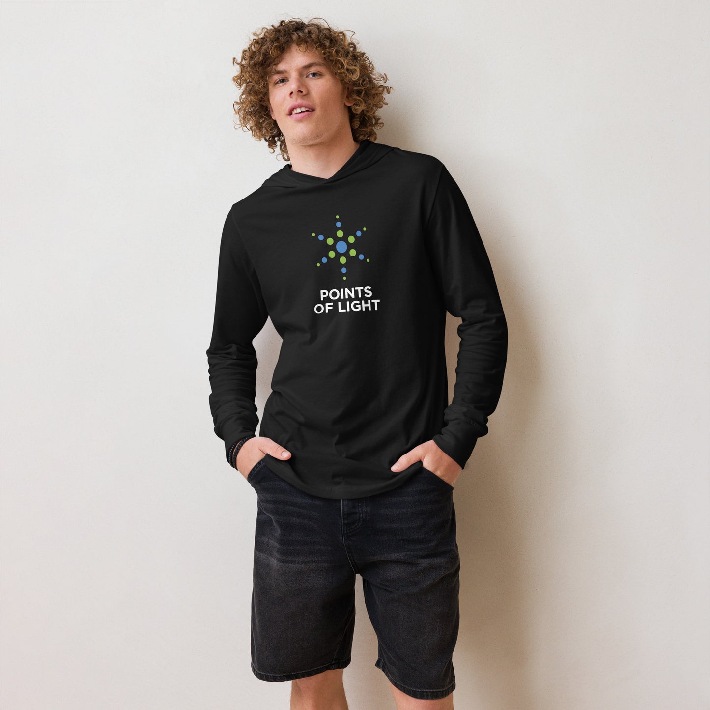 Points of Light hooded long-sleeve tee - black