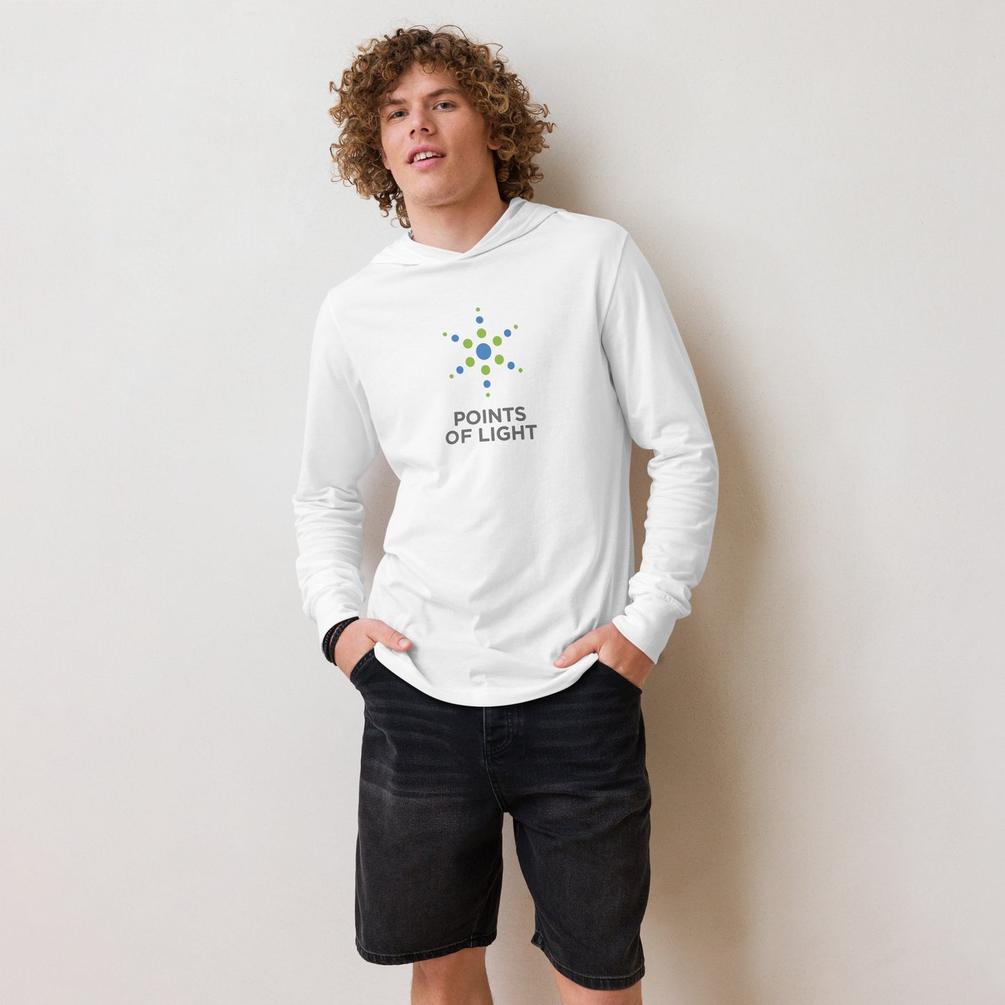 Points of Light hooded long-sleeve tee - white