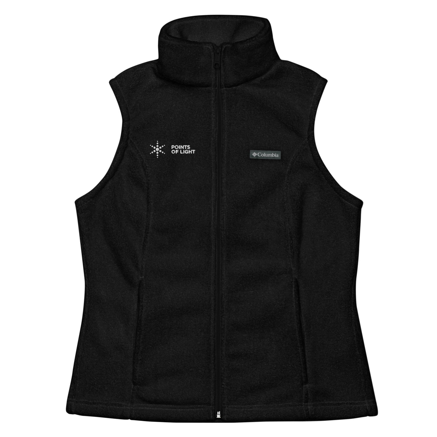 Points of Light Women’s Columbia fleece vest (Black, Charcoal Heather)
