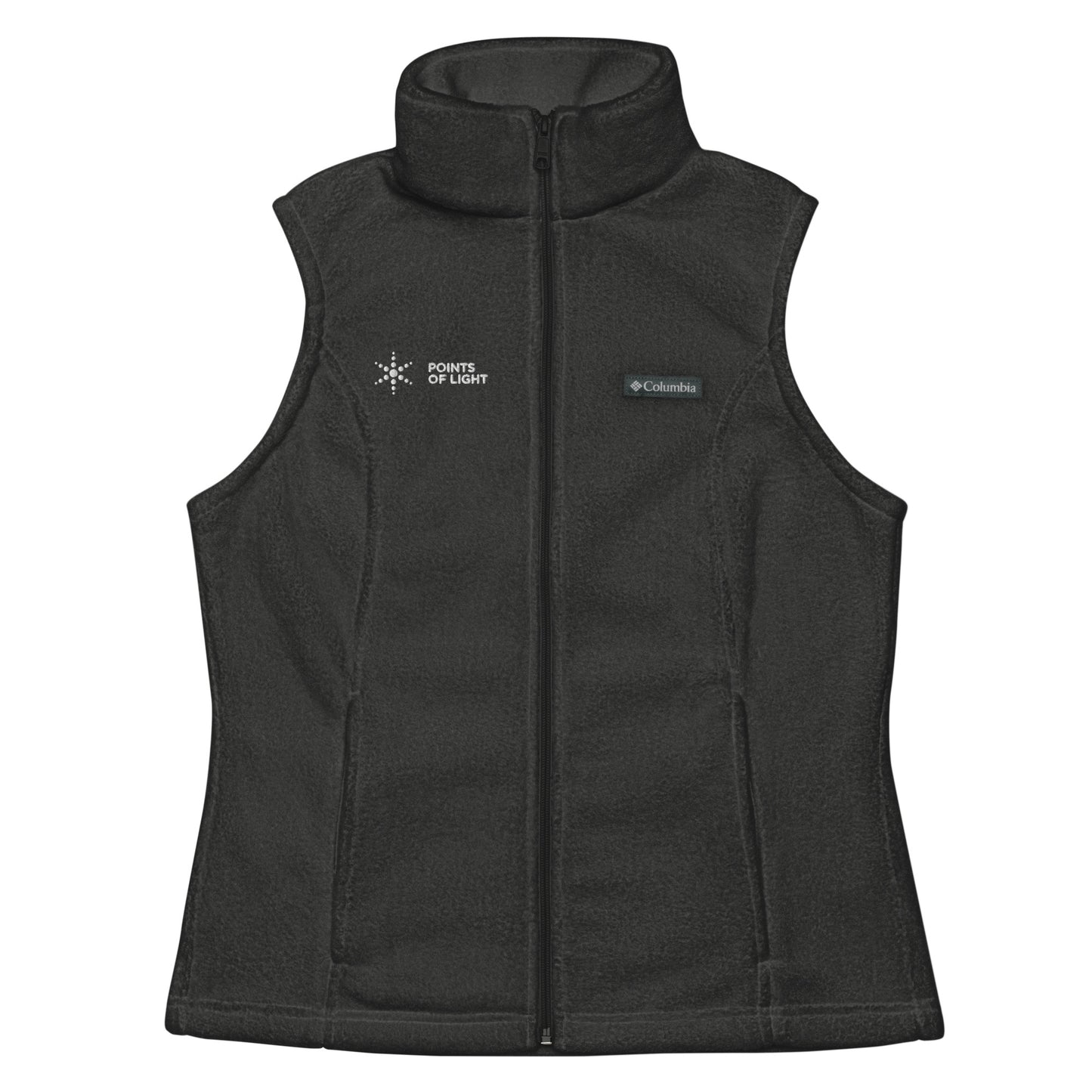 Points of Light Women’s Columbia fleece vest (Black, Charcoal Heather)
